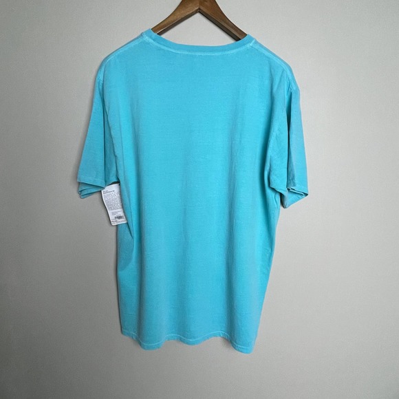 NWT Puerto Rico Graphic Tee Short Sleeve Crew Neck Blue Neon El Morro San Juan L - Picture 2 of 11